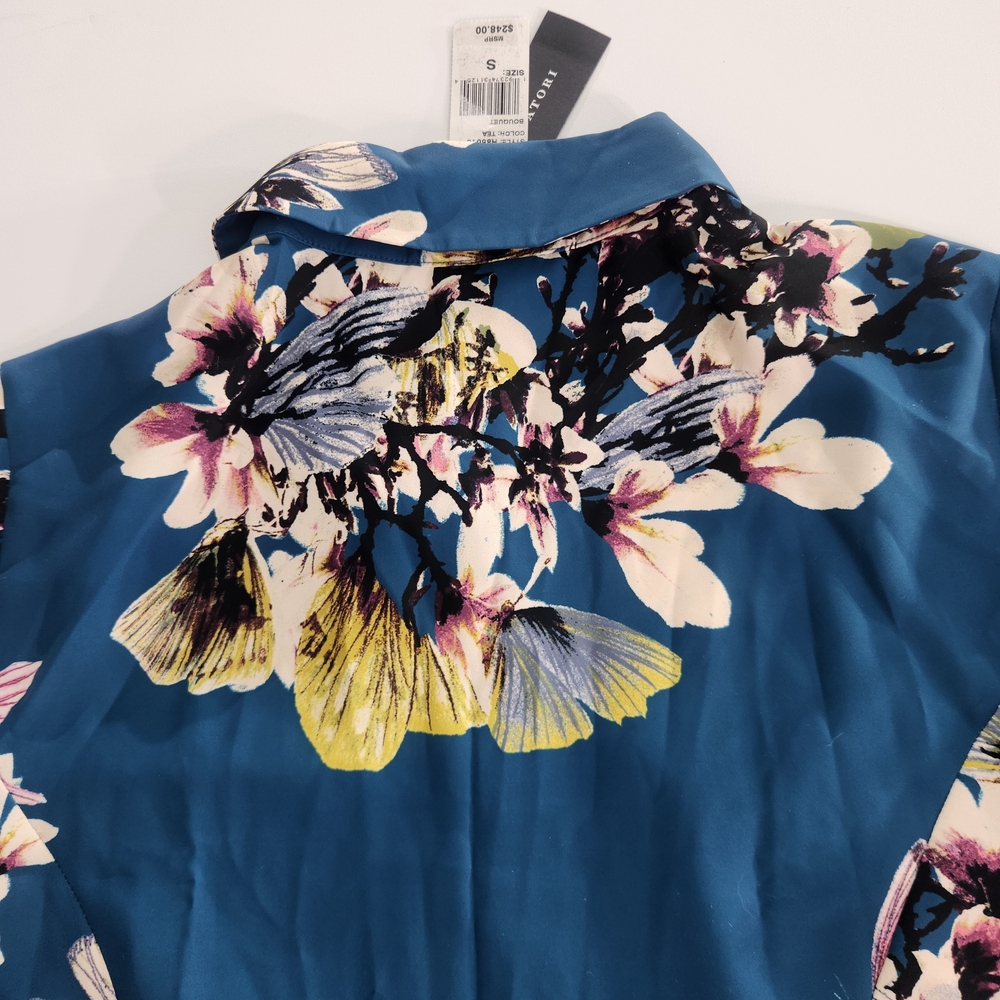 Natori Women's Top Shirt Size S Floral Button Up Long Sleeve Tea Color NWT 01 - Picture 12 of 16